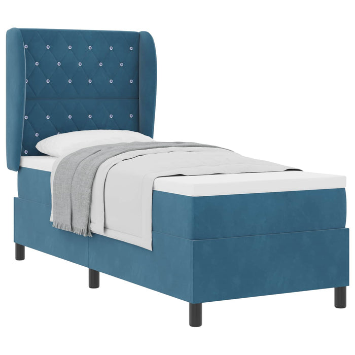 Pat cu arcuri cu headboard Albastru închis 200 x 80 cm Catifea - WALTI WALTI