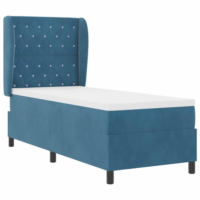Pat cu arcuri cu headboard Albastru închis 200 x 80 cm Catifea - WALTI WALTI