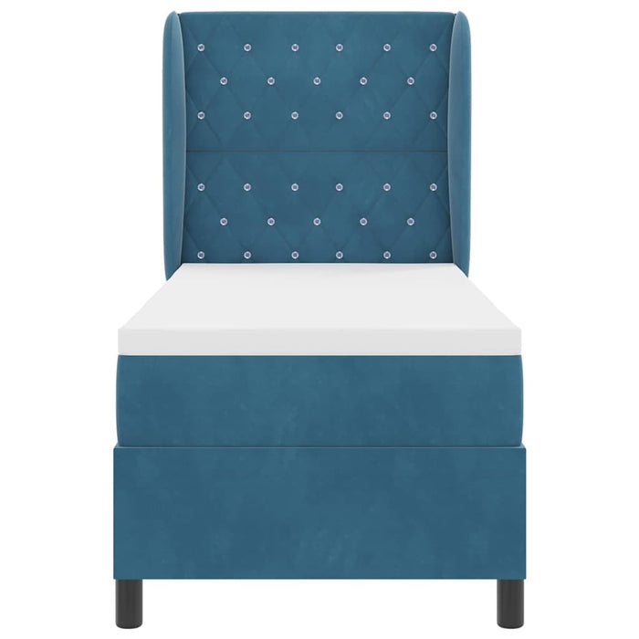 Pat cu arcuri cu headboard Albastru închis 200 x 80 cm Catifea - WALTI WALTI