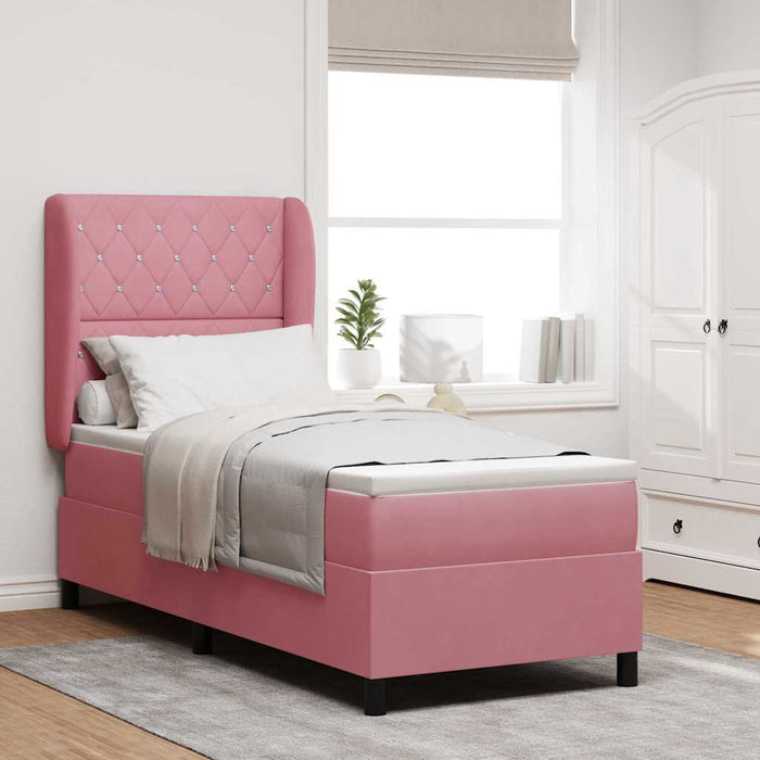 Pat cu arcuri cu saltea cu headboard Roz 200 x 80 cm Catifea - WALTI WALTI