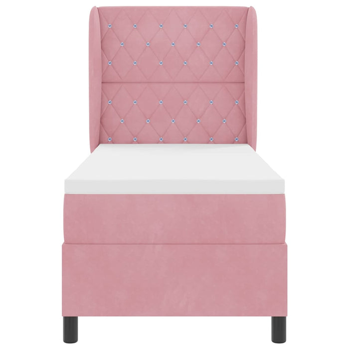 Pat cu arcuri cu saltea cu headboard Roz 200 x 80 cm Catifea - WALTI WALTI