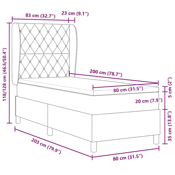 Pat cu arcuri cu saltea cu headboard Roz 200 x 80 cm Catifea - WALTI WALTI