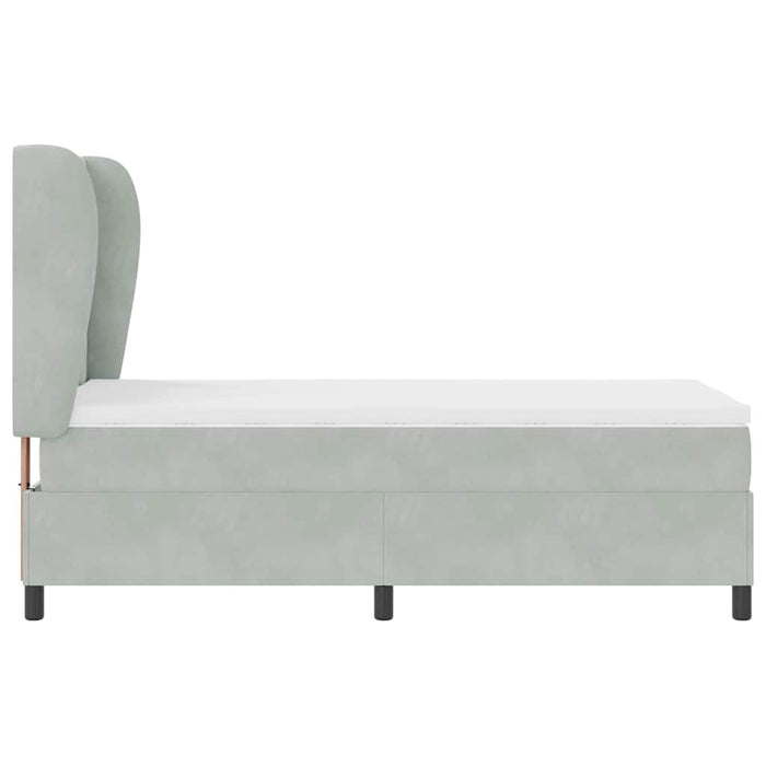 Pat cu arcuri cu saltea Gri deschis 190 x 90 cm Catifea - WALTI WALTI