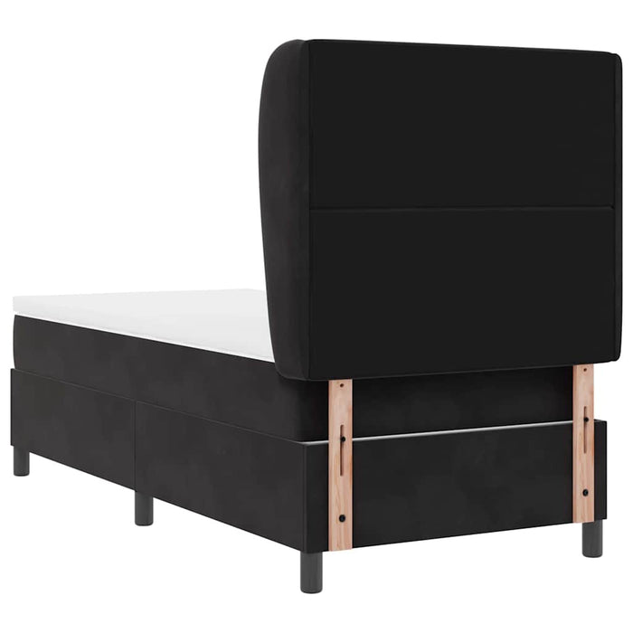 Pat cu arcuri cu saltea cu headboard Negru 190 x 90 cm Catifea WALTI