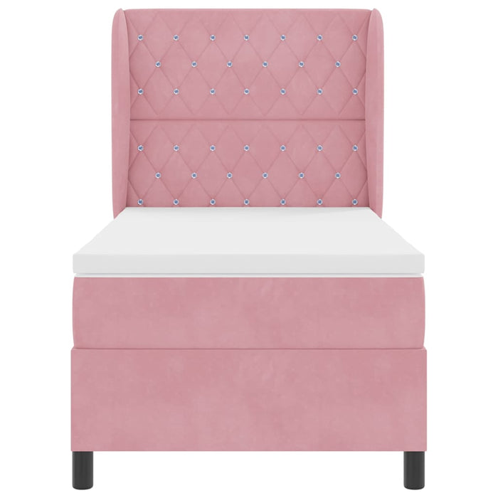 Pat cu arcuri cu saltea cu headboard Roz 190 x 90 cm Poliester - WALTI WALTI