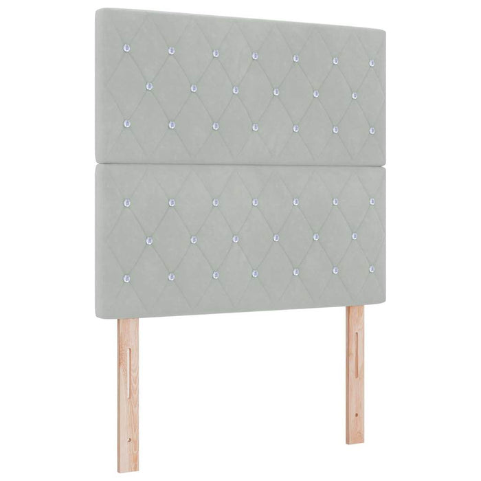 Pat cu arcuri cu saltea Gri deschis 200 x 90 cm Catifea WALTI