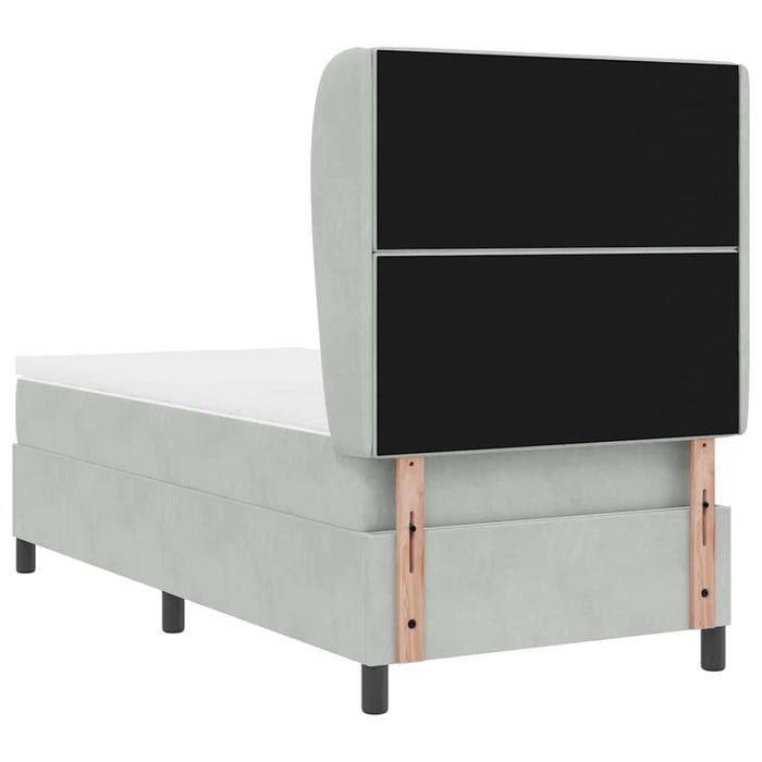 Pat cu arcuri cu saltea Gri deschis 200 x 90 cm Catifea WALTI