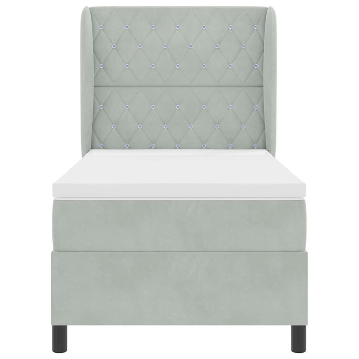 Pat cu arcuri cu saltea Gri deschis 200 x 90 cm Catifea WALTI