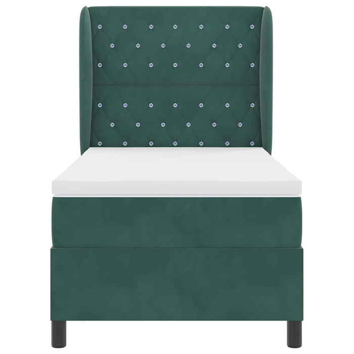 Pat cu arcuri cu saltea Verde închis 200 x 90 cm Catifea WALTI