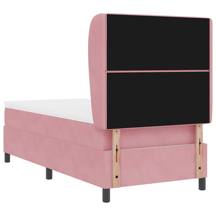 Pat cu arcuri cu saltea cu headboard Roz 200 x 90 cm Poliester - WALTI WALTI