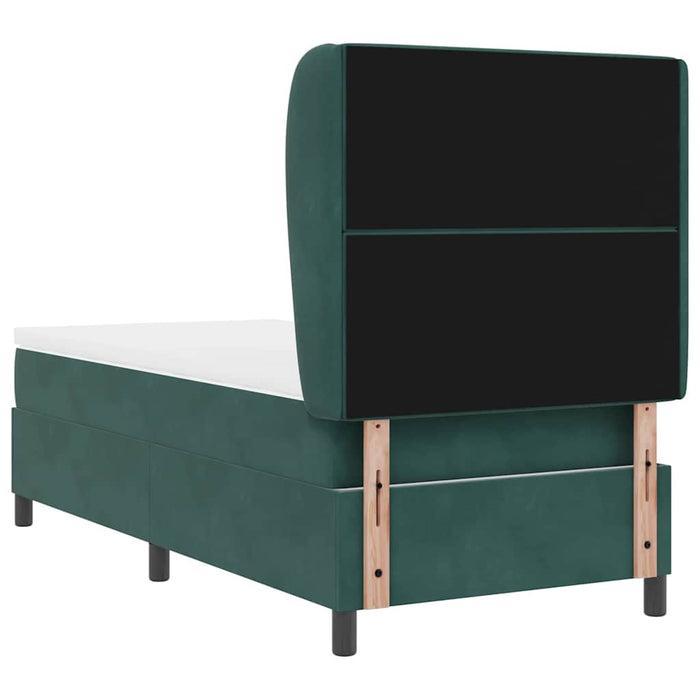 Pat cu arcuri cu headboard Verde închis 200 x 100 cm Catifea WALTI