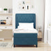 Pat cu arcuri cu headboard Albastru închis 200 x 100 cm Catifea - WALTI WALTI