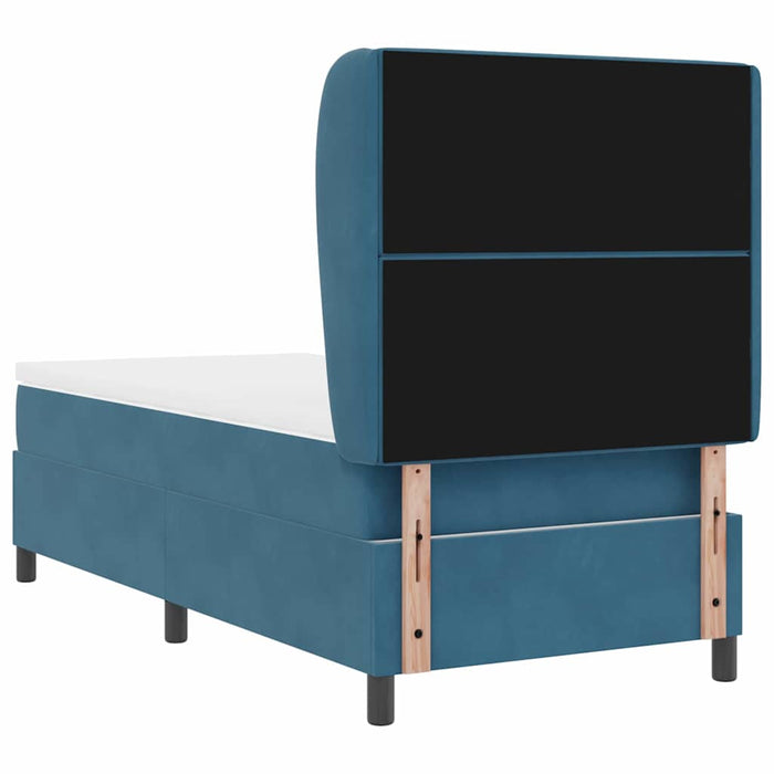 Pat cu arcuri cu headboard Albastru închis 200 x 100 cm Catifea - WALTI WALTI