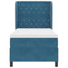 Pat cu arcuri cu headboard Albastru închis 200 x 100 cm Catifea - WALTI WALTI