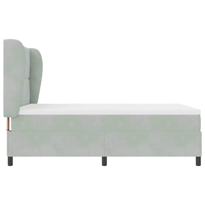 Pat cu arcuri cu saltea Gri deschis 140 x 190 cm Catifea - WALTI WALTI