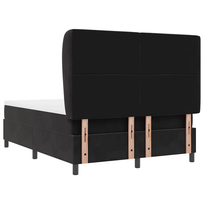 Pat cu arcuri cu saltea cu headboard Negru 190 x 140 cm Catifea - WALTI WALTI