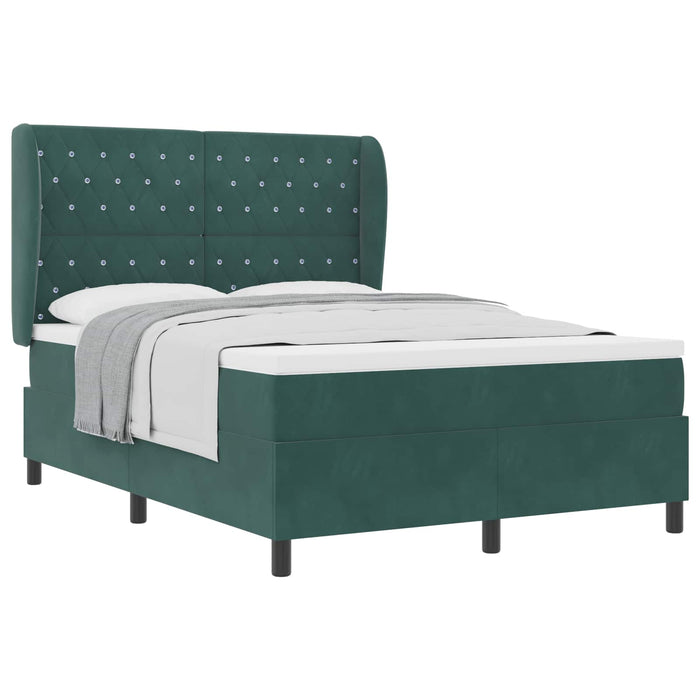 Pat cu arcuri cu headboard Verde închis 200 x 140 cm Catifea WALTI