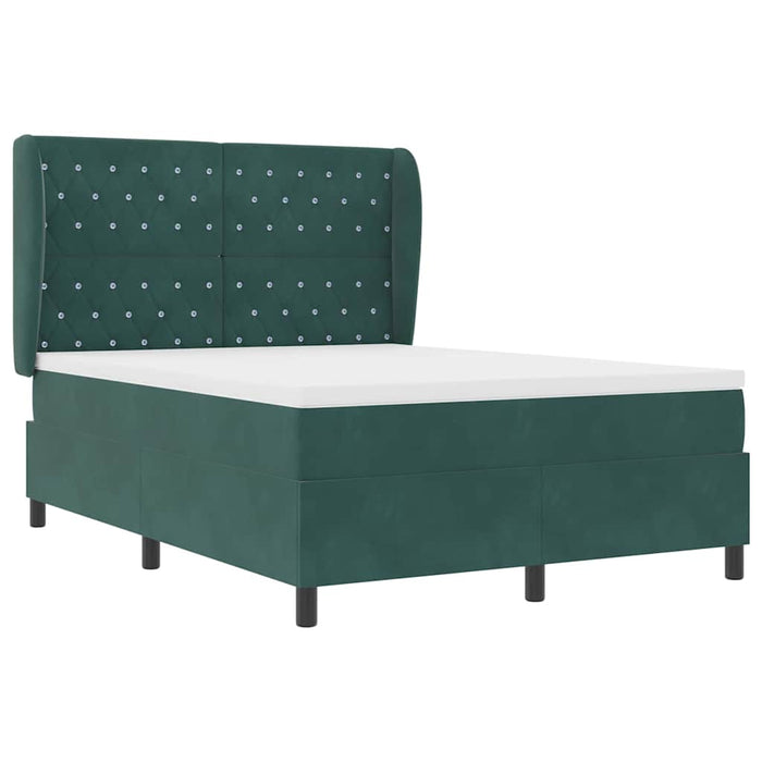 Pat cu arcuri cu headboard Verde închis 200 x 140 cm Catifea WALTI