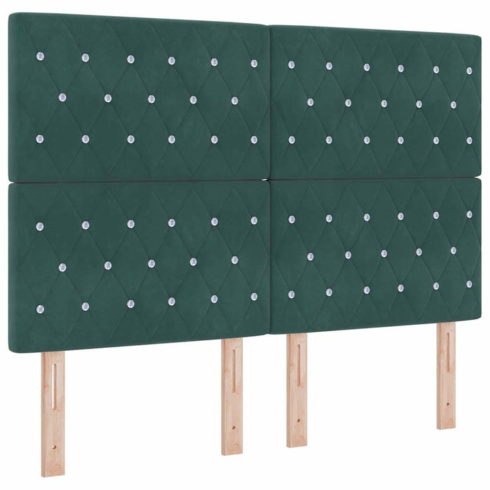 Pat cu arcuri cu headboard Verde închis 200 x 140 cm Catifea WALTI