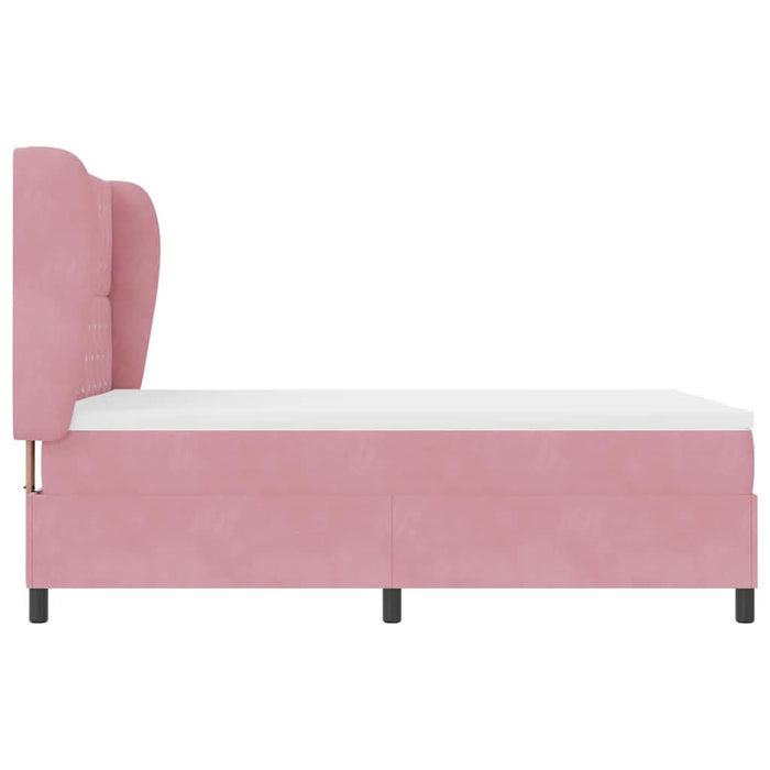 Pat cu arcuri cu saltea cu headboard Roz 200 x 140 cm Catifea WALTI