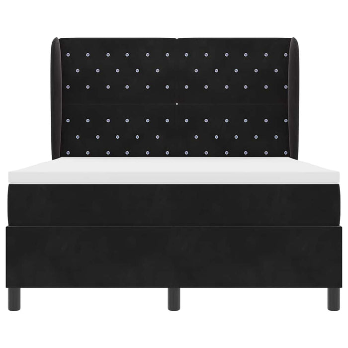 Pat cu arcuri cu saltea cu headboard Negru 200 x 160 cm Catifea WALTI