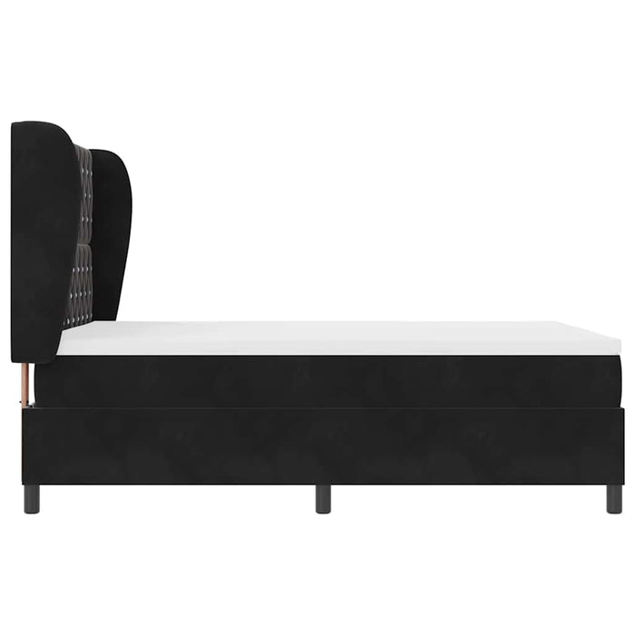 Pat cu arcuri cu saltea cu headboard Negru 200 x 160 cm Catifea WALTI