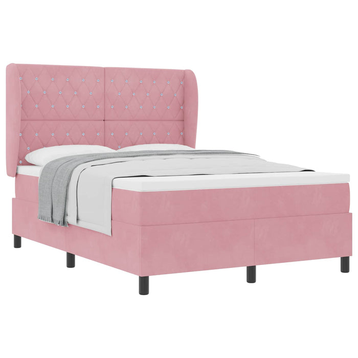 Pat cu arcuri cu saltea cu headboard Roz 200 x 160 cm Catifea WALTI