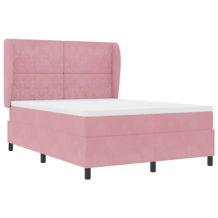 Pat cu arcuri cu saltea cu headboard Roz 200 x 160 cm Catifea WALTI