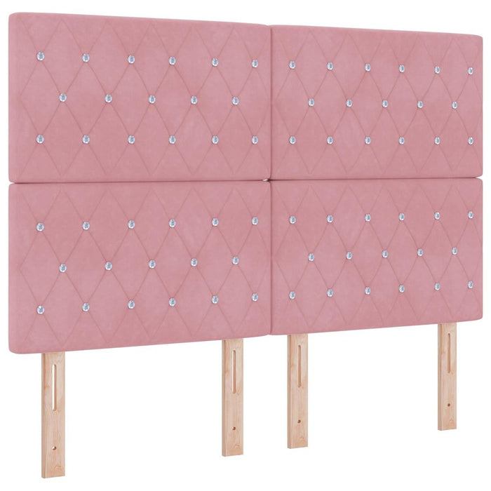 Pat cu arcuri cu saltea cu headboard Roz 200 x 160 cm Catifea WALTI