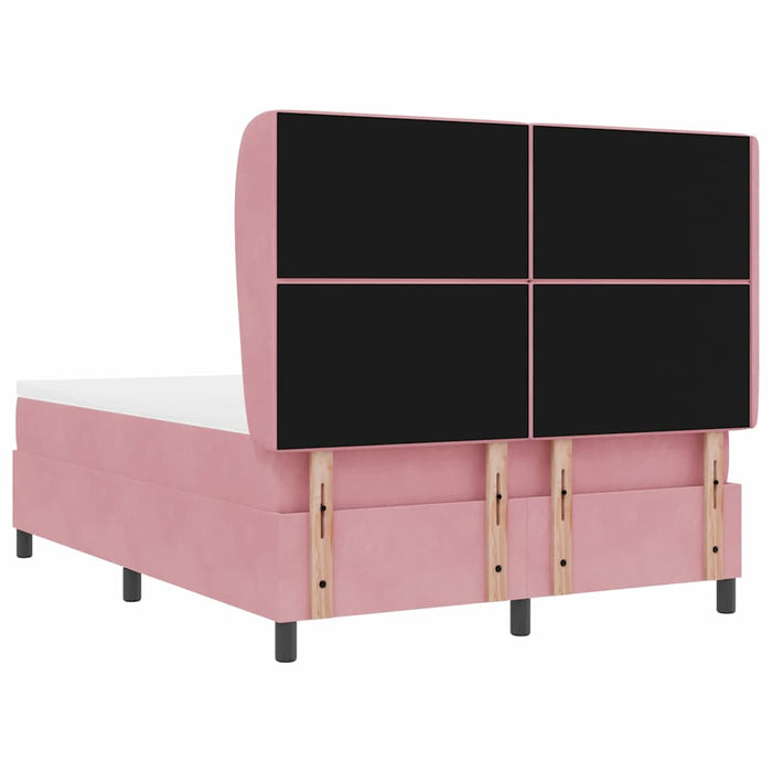 Pat cu arcuri cu saltea cu headboard Roz 200 x 160 cm Catifea WALTI