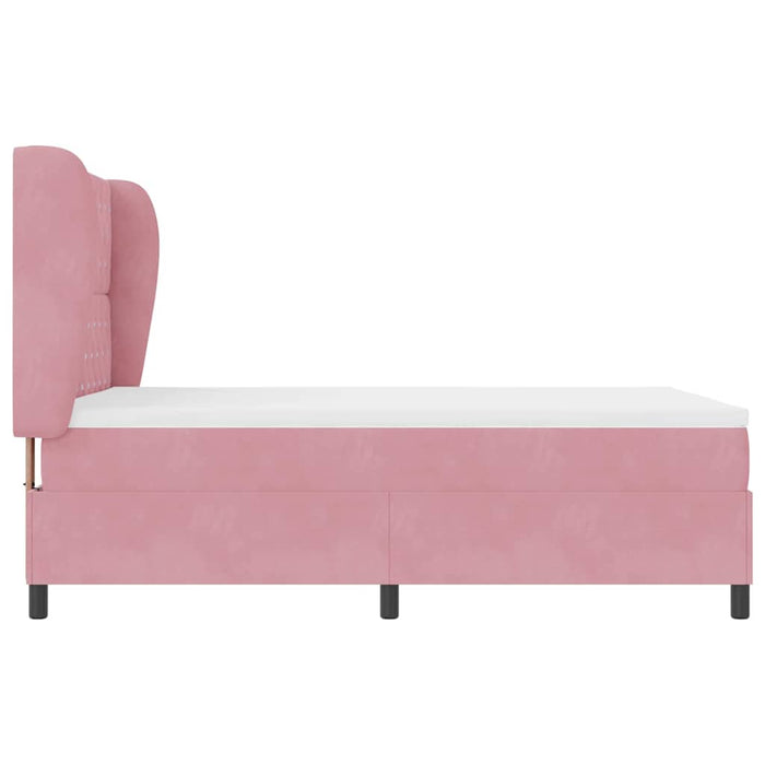 Pat cu arcuri cu saltea cu headboard Roz 200 x 160 cm Catifea WALTI