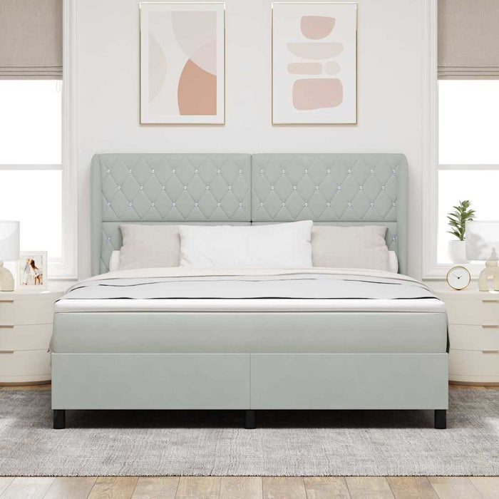 Pat cu arcuri cu saltea Gri deschis 200 x 180 cm Catifea - WALTI WALTI