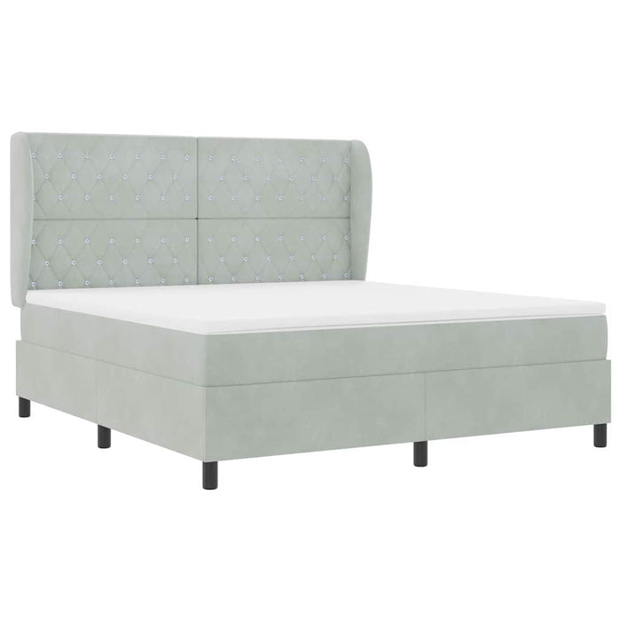 Pat cu arcuri cu saltea Gri deschis 200 x 180 cm Catifea - WALTI WALTI