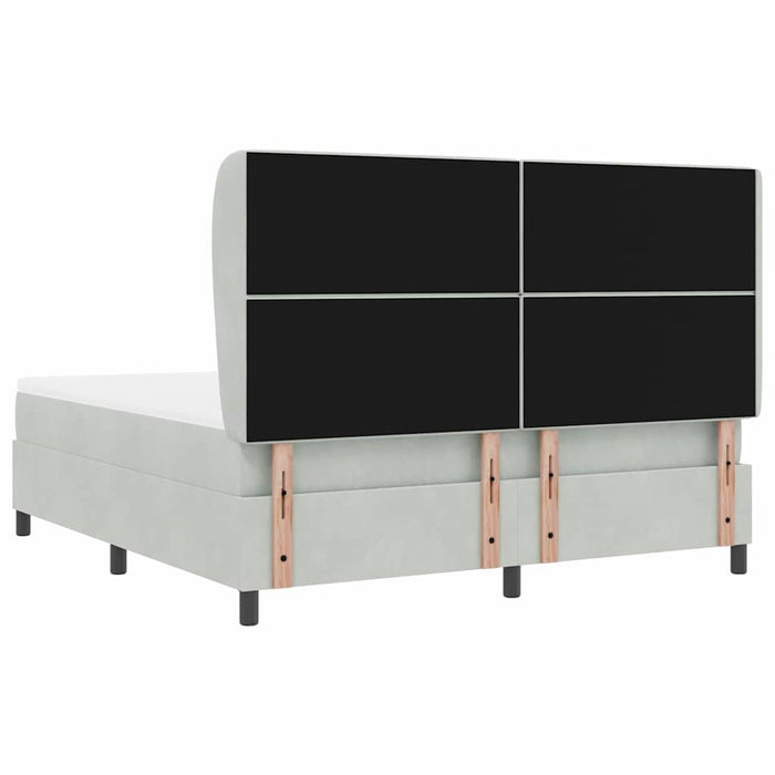 Pat cu arcuri cu saltea Gri deschis 200 x 180 cm Catifea - WALTI WALTI