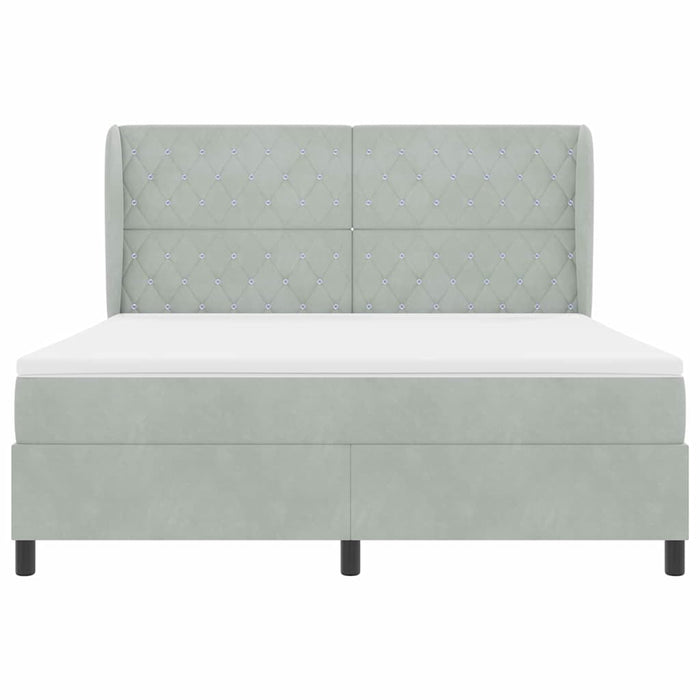 Pat cu arcuri cu saltea Gri deschis 200 x 180 cm Catifea - WALTI WALTI