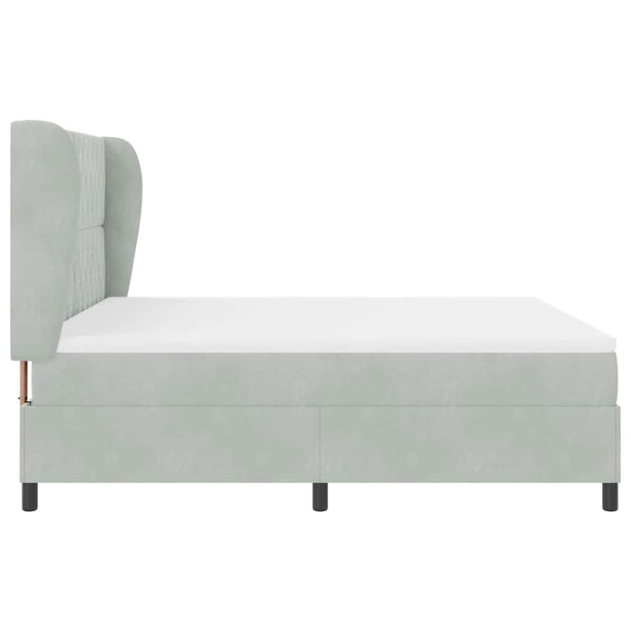 Pat cu arcuri cu saltea Gri deschis 200 x 180 cm Catifea - WALTI WALTI