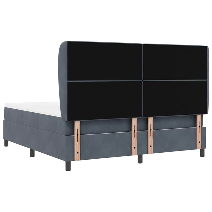 Pat cu arcuri cu headboard Gri închis 200 x 180 cm Catifea WALTI