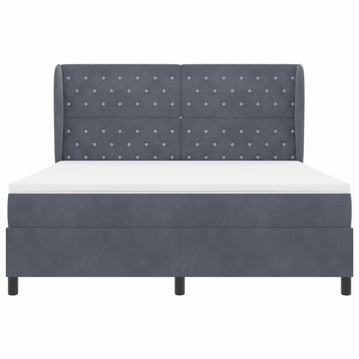 Pat cu arcuri cu headboard Gri închis 200 x 180 cm Catifea WALTI
