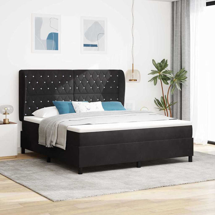 Pat cu arcuri cu saltea cu headboard Negru 200 x 180 cm Catifea - WALTI WALTI
