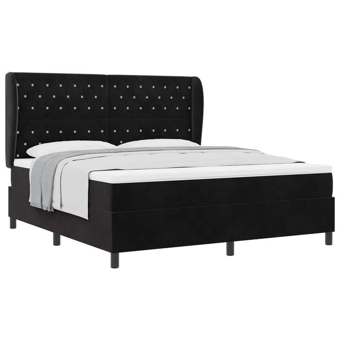 Pat cu arcuri cu saltea cu headboard Negru 200 x 180 cm Catifea - WALTI WALTI