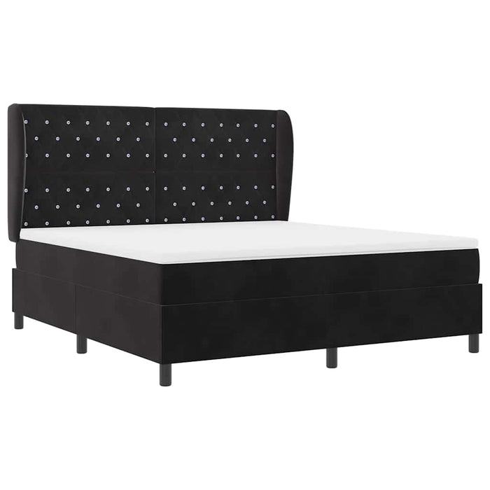 Pat cu arcuri cu saltea cu headboard Negru 200 x 180 cm Catifea - WALTI WALTI