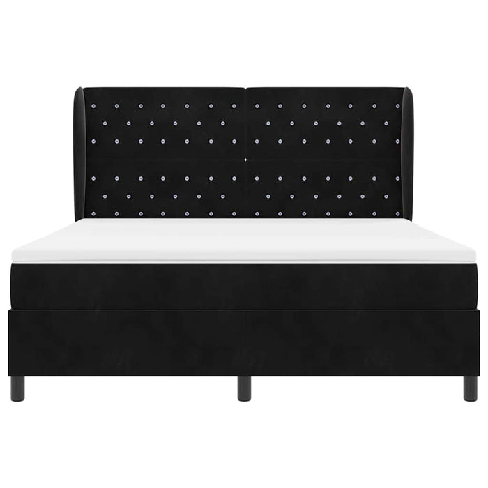 Pat cu arcuri cu saltea cu headboard Negru 200 x 180 cm Catifea - WALTI WALTI