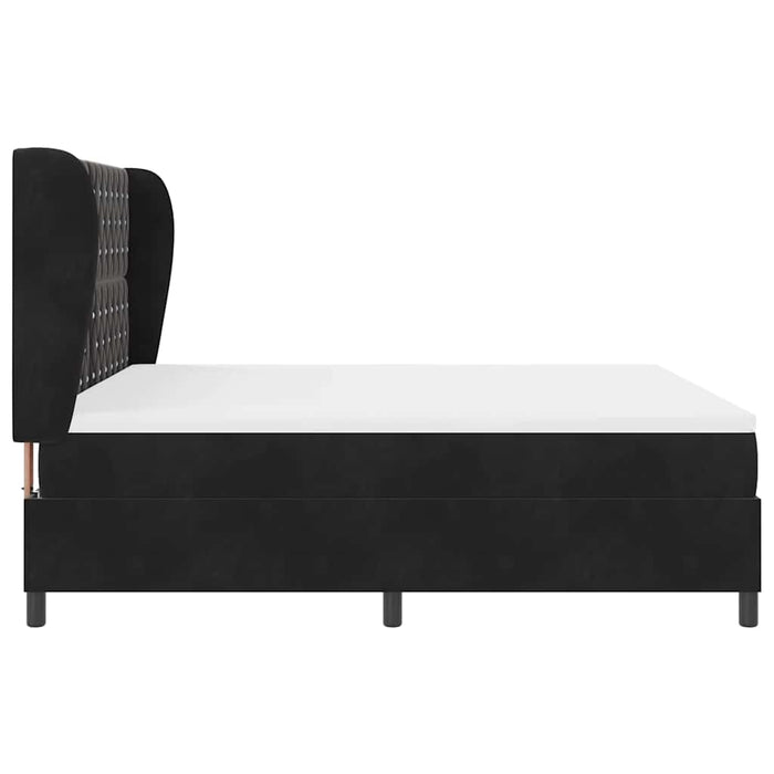 Pat cu arcuri cu saltea cu headboard Negru 200 x 180 cm Catifea - WALTI WALTI
