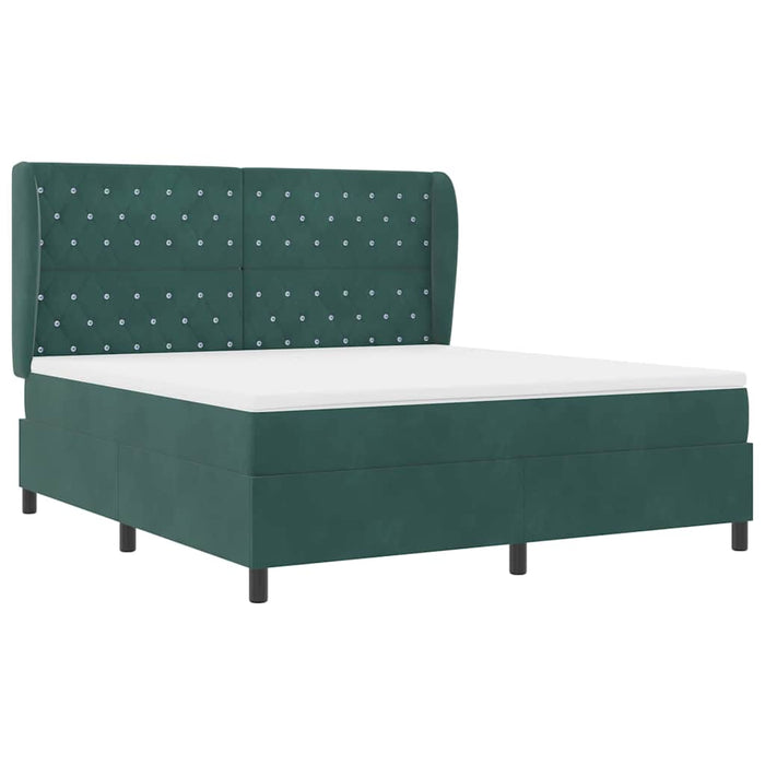 Pat cu arcuri cu saltea Verde închis 200 x 180 cm Catifea WALTI
