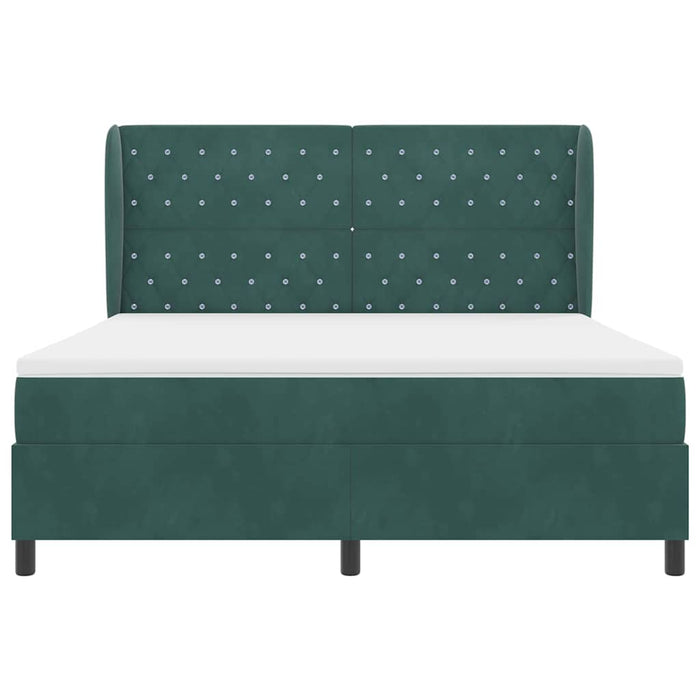 Pat cu arcuri cu saltea Verde închis 200 x 180 cm Catifea WALTI