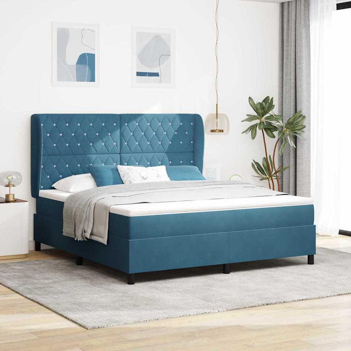 Pat cu arcuri cu saltea Albastru închis 200 x 180 cm Poliester - WALTI WALTI