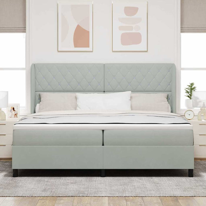 Pat cu arcuri cu saltea Gri deschis 200 x 200 cm Catifea - WALTI WALTI
