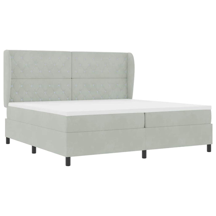 Pat cu arcuri cu saltea Gri deschis 200 x 200 cm Catifea - WALTI WALTI