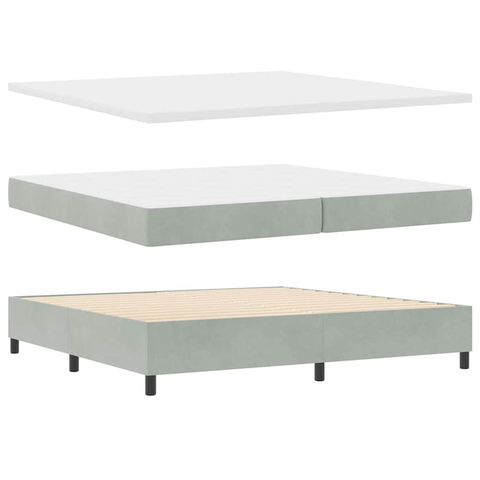 Pat cu arcuri cu saltea Gri deschis 200 x 200 cm Catifea - WALTI WALTI