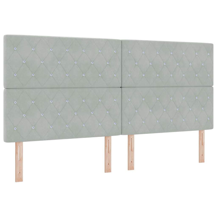 Pat cu arcuri cu saltea Gri deschis 200 x 200 cm Catifea - WALTI WALTI